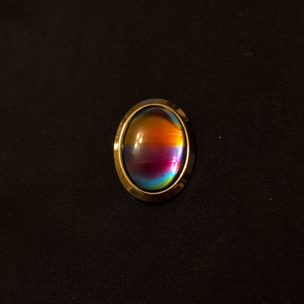 Vintage Sarah Coventry Rainbow Oval Brooch with Perfume Pad.